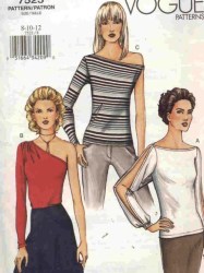 7523 EZ VOGUE STRETCH KNIT PULLOVER 1-2 SHOULDER  LS TOPS PATTERN 8-18 2 SIZES CHOICE UNCUT